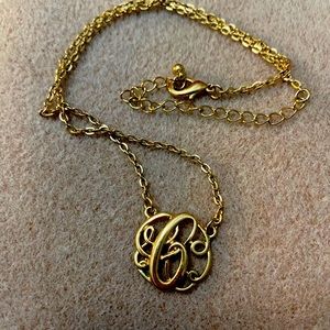 Script C initial necklace. Gold